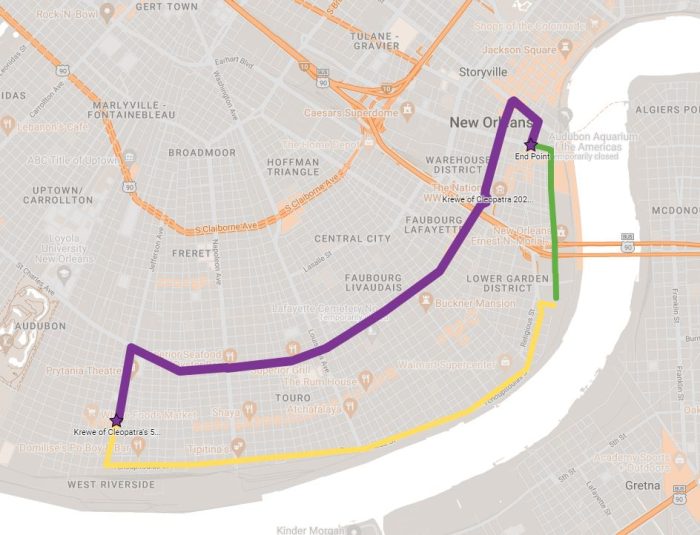 cleopatra mardi gras route